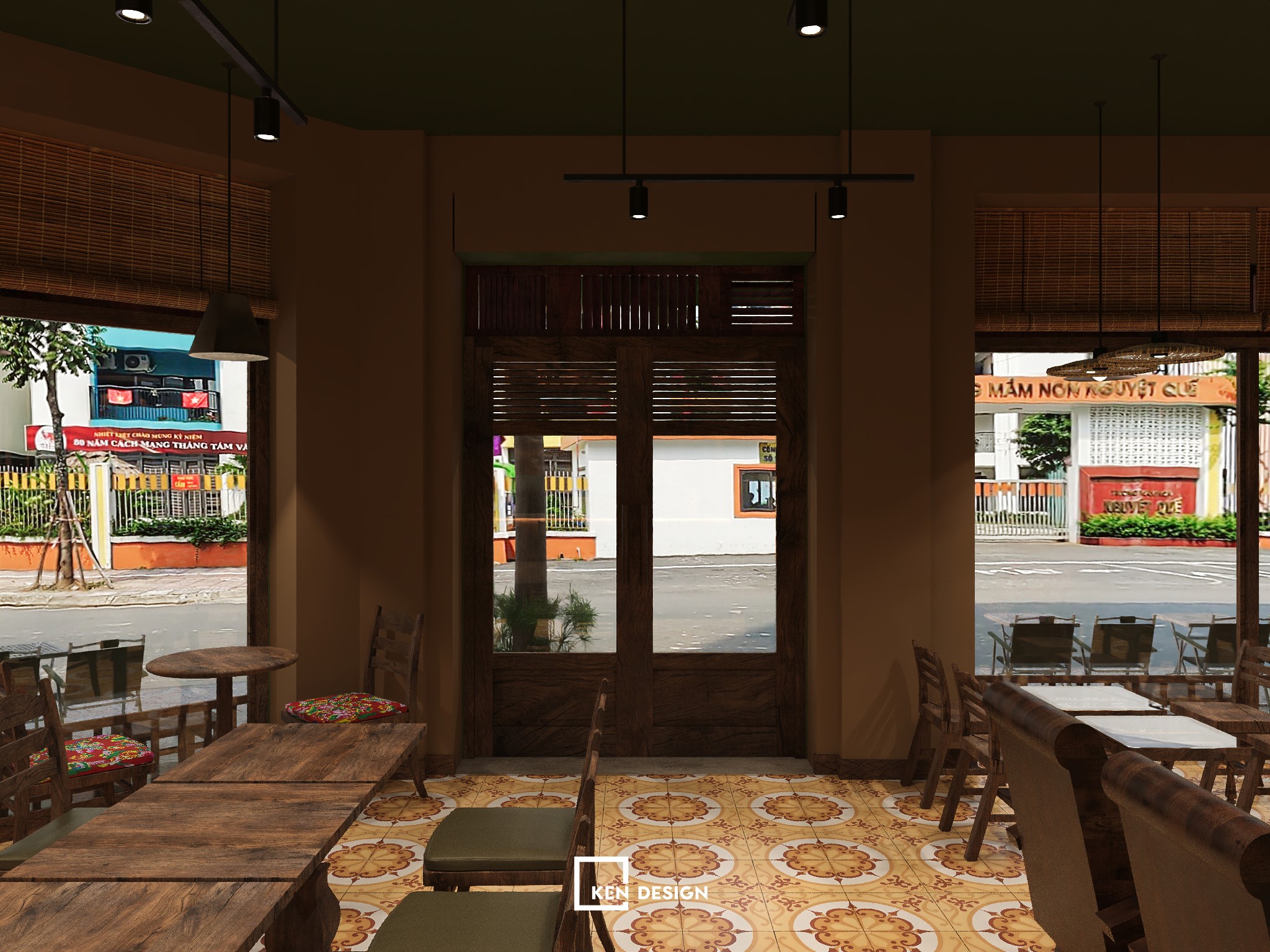 Thiết kế quán cafe bao cấp 80m2 với 350 triệu